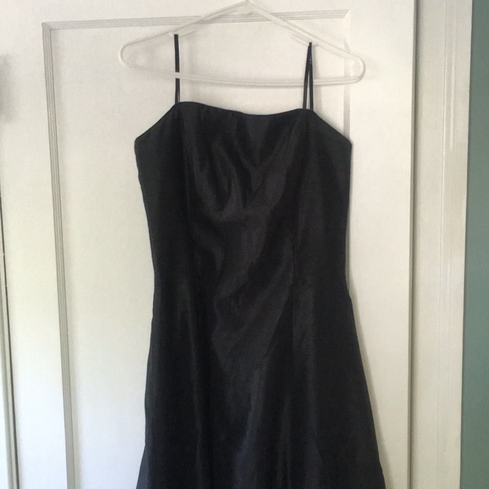 Black strapless evening gown